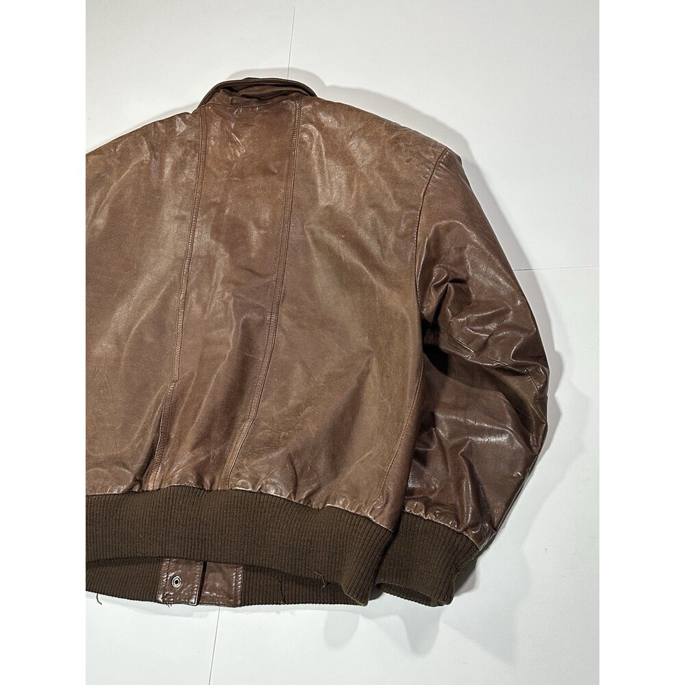 Vintage 80s Split End Ltd Leather Bomber Jacket Brown Men’s Size Small 1980s - Picture 10 of 16